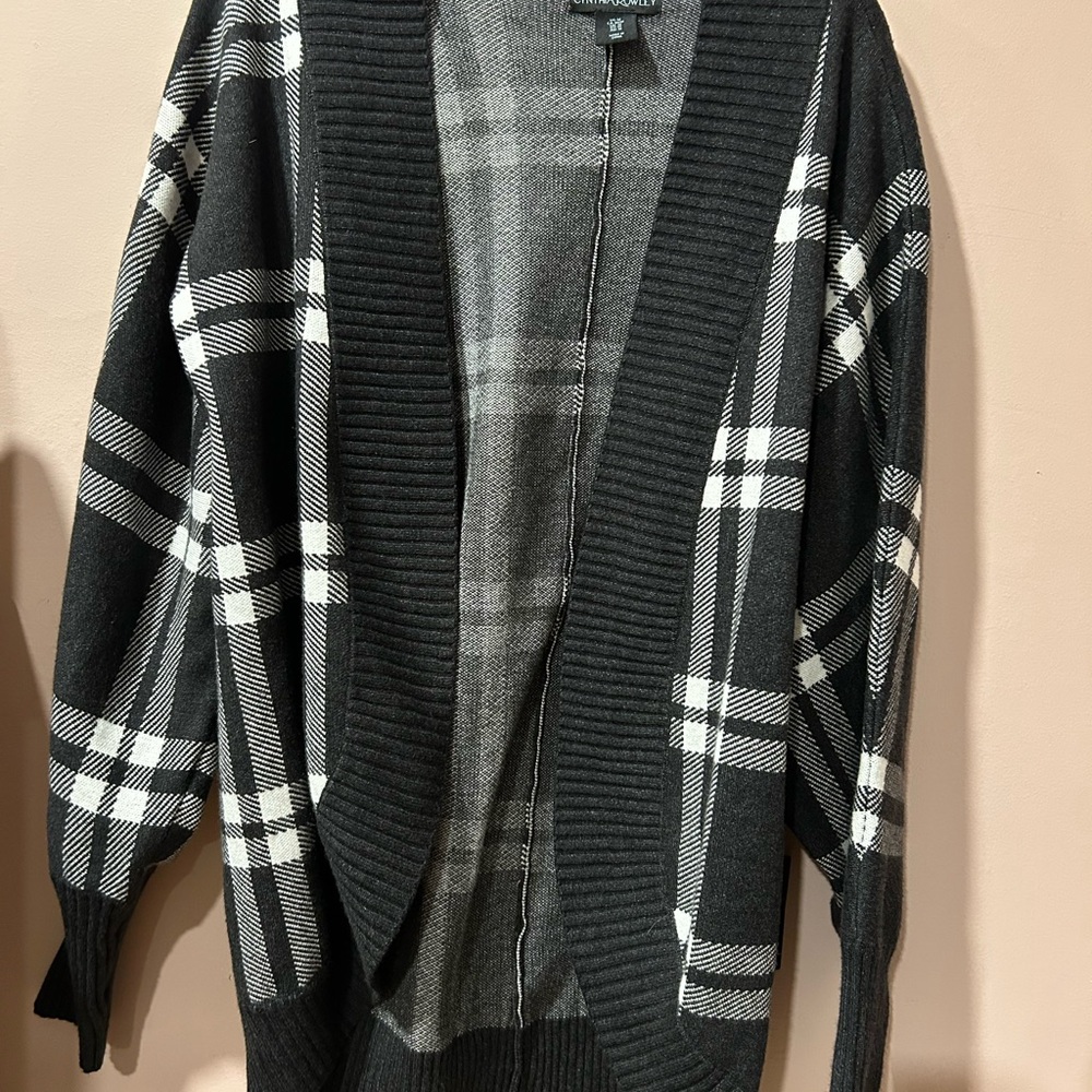 Cynthia Rowley Open Front Charcoal Cardigan Sweater